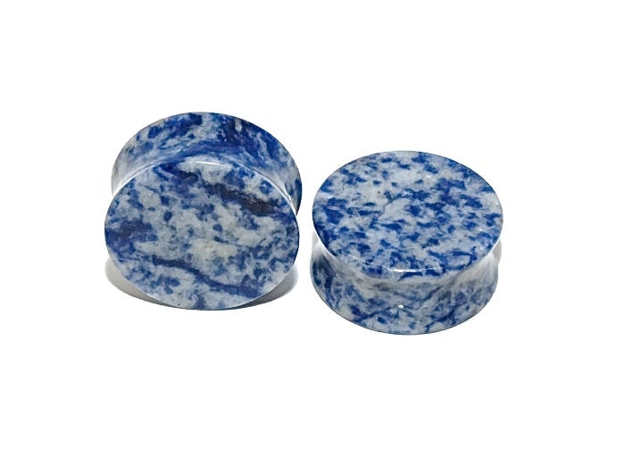 Ein Paar Wunderschöner Jaspis Plugs, Blau Gesprenkelt, 8G 6G 4G 2G 0G 00G Plugs 7/16"1/2"9/16"5/8"3/4"7/8" von Intrepidjewelry