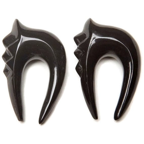 Geschnitzte Horn Ohrring 2G | 6 Mm, 1/2 "(13 Mm Zum Verkauf von Intrepidjewelry