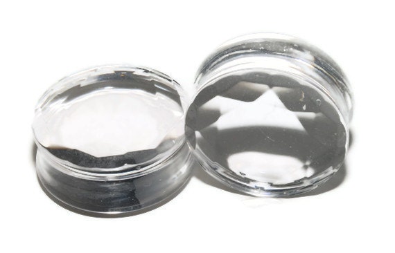 Klare Facettierte Glasstecker - 8G, 6G, 4G, 2G, 0G, 00G, 7/16", 1/2", 9/16", 5/8", 3/4", 7/8, 1" von Intrepidjewelry