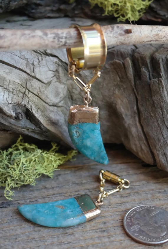 Türkisfarbene Magnetverschluss-Ohrringe - Tragen Durch Tunnel 2G 2, 5cm von Intrepidjewelry