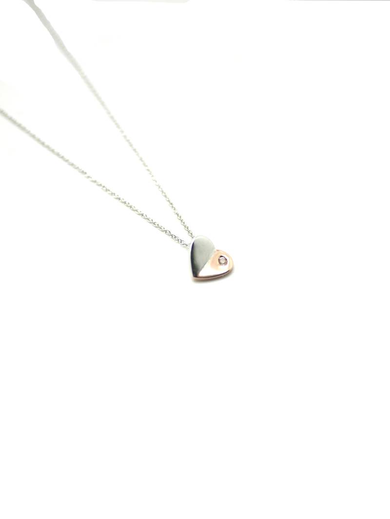 Gem Herz Halskette - Weiße Topas Halskette Zwei Ton Neckalce 16 Zoll Frau Medaillon Zierliche Edelstein Frauen Schmuck von IntrigueJewellery