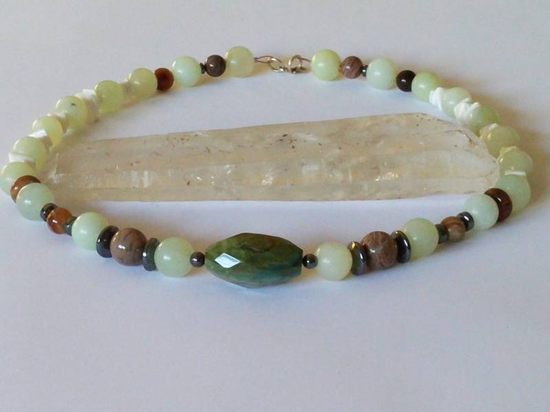 Jade Und Jaspis Halskette, Perlen Halskette von IntrinsicElementz