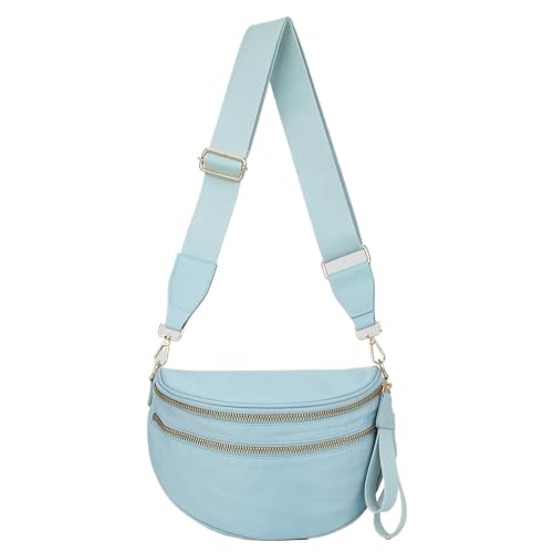 Introti Nylon-Umhängetasche, Reißverschluss, trendige Bauchtasche, geräumige Schultertasche für Damen, blau, 320*110*280mm/12.6*4.33*11.02inch Introti Nylon-Umhängetasche, Reißverschluss, trendige Bauchtasche, geräumige Schultertasche für Damen, blau, 320*110*280mm/12.6*4.33*11.02inch von Introti