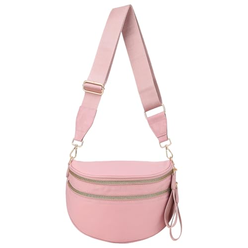 Introti Nylon-Umhängetasche, Reißverschluss, trendige Bauchtasche, geräumige Schultertasche für Damen, rose, 320*110*280mm/12.6*4.33*11.02inch Introti Nylon-Umhängetasche, Reißverschluss, trendige Bauchtasche, geräumige Schultertasche für Damen, rose, 320*110*280mm/12.6*4.33*11.02inch von Introti