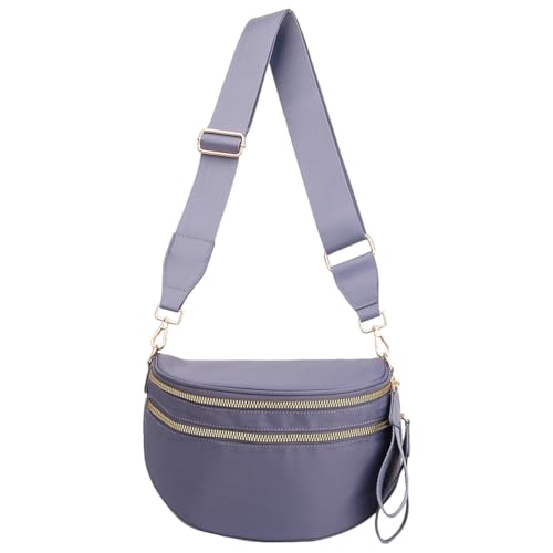 Introti Nylon-Umhängetasche, Reißverschluss, trendige Bauchtasche, geräumige Schultertasche für Damen, violett, 320*110*280mm/12.6*4.33*11.02inch Introti Nylon-Umhängetasche, Reißverschluss, trendige Bauchtasche, geräumige Schultertasche für Damen, violett, 320*110*280mm/12.6*4.33*11.02inch von Introti