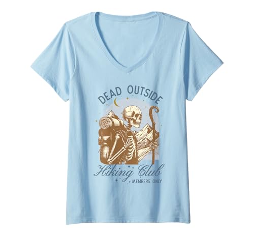Damen Introvertierter Wanderclub Antisozial Überdenken Angst T-Shirt mit V-Ausschnitt Damen Introvertierter Wanderclub Antisozial Überdenken Angst T-Shirt mit V-Ausschnitt von Introvert Club Social Anxiety Antisocial Society