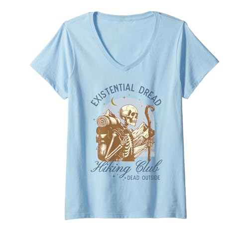 Damen Introvertierter Wanderclub Antisozial Überdenken Angst T-Shirt mit V-Ausschnitt Damen Introvertierter Wanderclub Antisozial Überdenken Angst T-Shirt mit V-Ausschnitt von Introvert Club Social Anxiety Antisocial Society