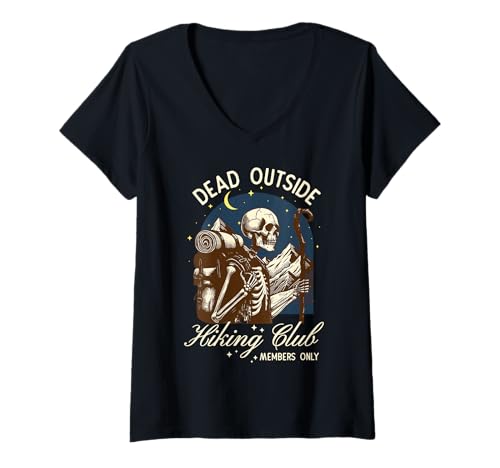 Damen Introvertierter Wanderclub Antisozial Überdenken Angst T-Shirt mit V-Ausschnitt Damen Introvertierter Wanderclub Antisozial Überdenken Angst T-Shirt mit V-Ausschnitt von Introvert Club Social Anxiety Antisocial Society
