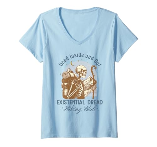 Damen Introvertierter Wanderclub Antisozial Überdenken Angst T-Shirt mit V-Ausschnitt Damen Introvertierter Wanderclub Antisozial Überdenken Angst T-Shirt mit V-Ausschnitt von Introvert Club Social Anxiety Antisocial Society