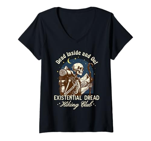Damen Introvertierter Wanderclub Antisozial Überdenken Angst T-Shirt mit V-Ausschnitt Damen Introvertierter Wanderclub Antisozial Überdenken Angst T-Shirt mit V-Ausschnitt von Introvert Club Social Anxiety Antisocial Society