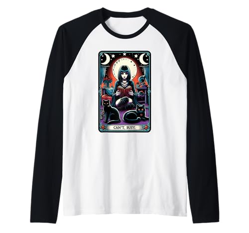 Can't Busy. Lustige Schwarze Katzen und Gothic-Mädchen Raglan von Introvert Emo And Introverted Gothic Girls Apparel