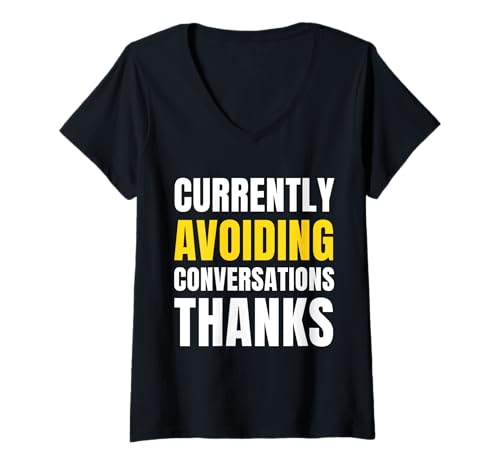 Damen Konversationen vermeiden Lustiger introvertierter Sarkasmus T-Shirt mit V-Ausschnitt Damen Konversationen vermeiden Lustiger introvertierter Sarkasmus T-Shirt mit V-Ausschnitt von Introvert Humor Avoid People Sarcastic Designs