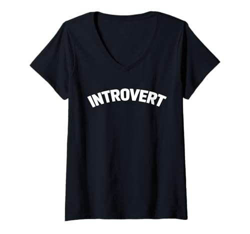 Damen Introvert Introversion Humor Design T-Shirt mit V-Ausschnitt von Introvert Humor Text INTROVERT
