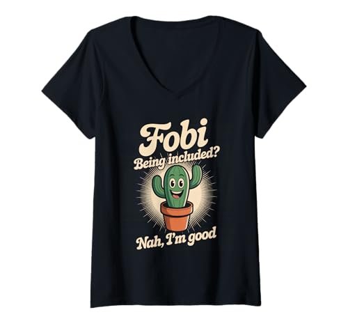 Damen Lustiger Kaktus Spruch Nah I'm Good Introvertiert Humor Frauen Männer T-Shirt mit V-Ausschnitt Damen Lustiger Kaktus Spruch Nah I'm Good Introvertiert Humor Frauen Männer T-Shirt mit V-Ausschnitt von Introvert Meme Lovers Plant Desert Succulent Fans