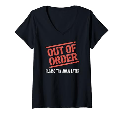 Damen Nicht in Ordnung, bitte versuchen Sie es später noch einmal. Lustige Stimmung, Humor T-Shirt mit V-Ausschnitt Damen Nicht in Ordnung, bitte versuchen Sie es später noch einmal. Lustige Stimmung, Humor T-Shirt mit V-Ausschnitt von Introvert Mode Apparel Gifts by Anastasia