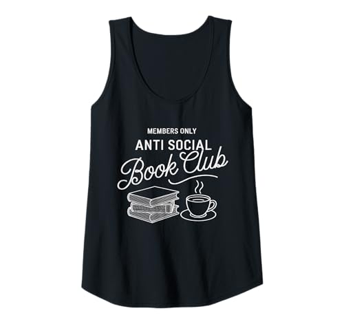 Damen Anti Social Book Club Lustiger Buchliebhaber mit Kaffee und Büchern Tank Top Damen Anti Social Book Club Lustiger Buchliebhaber mit Kaffee und Büchern Tank Top von Introvert Reader Humor Tees