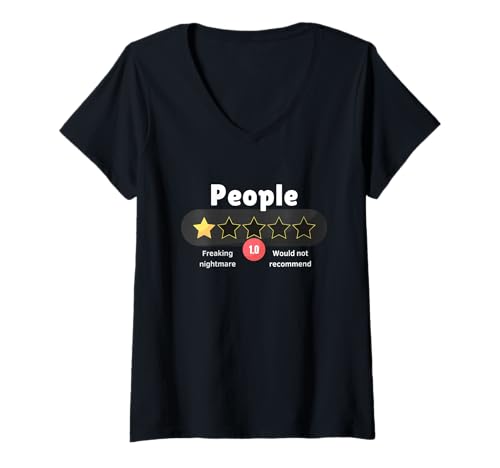 Damen People One Star Total Nightmare Lustig Sarkastisch T-Shirt mit V-Ausschnitt von Introvert Sarcastic Humor Tee for That's Peak