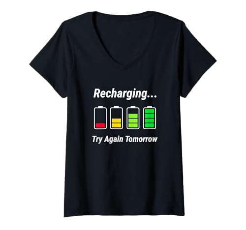 Damen Recharging Low Social Battery Funny Introvert T-Shirt mit V-Ausschnitt Damen Recharging Low Social Battery Funny Introvert T-Shirt mit V-Ausschnitt von Introvert neurodivergent humour Tops ...