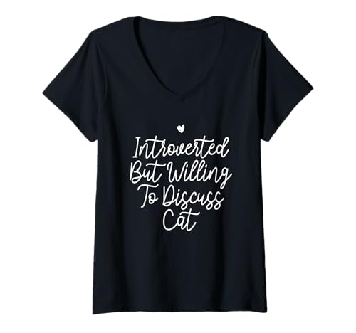 Damen Introverted But Willing To Discuss Cat T-Shirt mit V-Ausschnitt Damen Introverted But Willing To Discuss Cat T-Shirt mit V-Ausschnitt von Introverted But Willing To Discuss Cat Funny Ideas