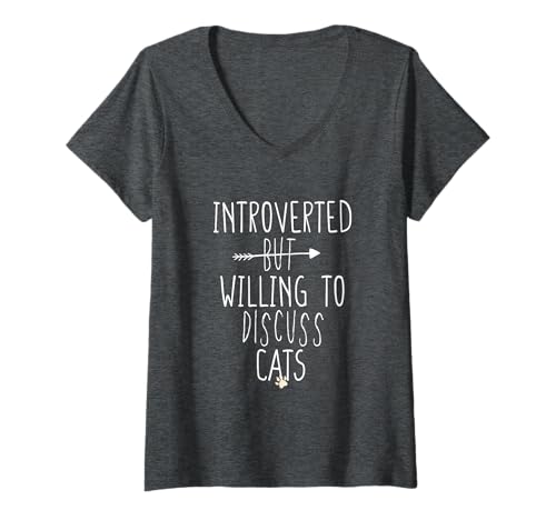 Damen Introverted But Willing To Discuss Cats T-Shirt mit V-Ausschnitt Damen Introverted But Willing To Discuss Cats T-Shirt mit V-Ausschnitt von Introverted But Willing To Discuss Cat Funny Ideas