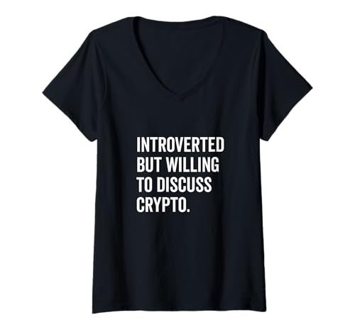 Damen Introvertiert, aber bereit, Krypto-Humor zu diskutieren T-Shirt mit V-Ausschnitt Damen Introvertiert, aber bereit, Krypto-Humor zu diskutieren T-Shirt mit V-Ausschnitt von Introverted Crypto Enthusiasts United Society