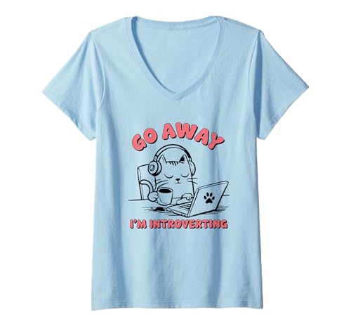 Damen Go Away I´m Introverting Soziale Angst Anti-Sozial Shirt T-Shirt mit V-Ausschnitt Damen Go Away I´m Introverting Soziale Angst Anti-Sozial Shirt T-Shirt mit V-Ausschnitt von Introvertiert Geschenke Für Introvertierte Shirt