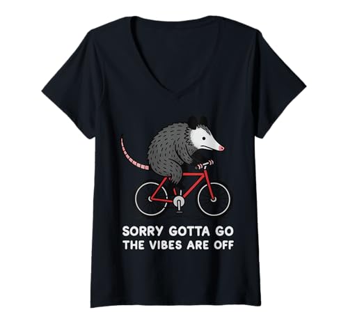 Damen Sorry Gotta Gothe Vibes Are Off Opossum Opossum T-Shirt mit V-Ausschnitt Damen Sorry Gotta Gothe Vibes Are Off Opossum Opossum T-Shirt mit V-Ausschnitt von Introvertiert Sozial Ängstlich Stubenhocker