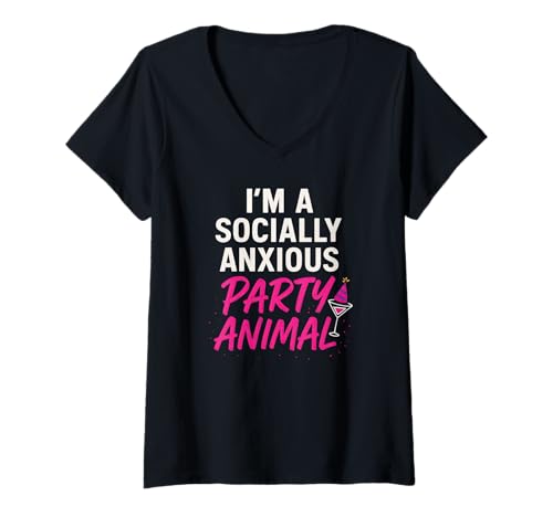 Damen Introvertiert Sozial Angst Schüchtern Humor Ironisch T-Shirt mit V-Ausschnitt Damen Introvertiert Sozial Angst Schüchtern Humor Ironisch T-Shirt mit V-Ausschnitt von Introvertiert Sozial Angst Humor Ironisch