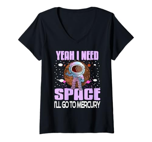 Damen Brauche Abstand Flieg nach Merkur Weltraumwitz T-Shirt mit V-Ausschnitt Damen Brauche Abstand Flieg nach Merkur Weltraumwitz T-Shirt mit V-Ausschnitt von Introvertierte Astronomie Fans und Nerds