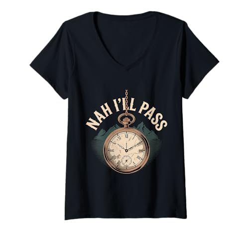 Damen Nah I'll Pass Introvertierte Entschuldigung Humor ----- T-Shirt mit V-Ausschnitt Damen Nah I'll Pass Introvertierte Entschuldigung Humor ----- T-Shirt mit V-Ausschnitt von Introvertierte soziale Energie Entschuldigung
