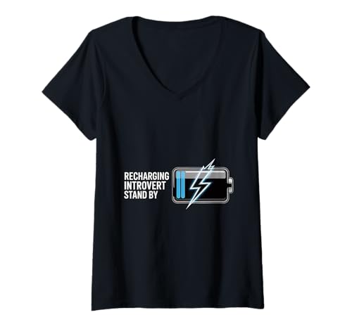Damen Recharging Introvert Stand By Soziale Erschöpfung |- T-Shirt mit V-Ausschnitt Damen Recharging Introvert Stand By Soziale Erschöpfung |- T-Shirt mit V-Ausschnitt von Introvertierte soziale Erschöpfung