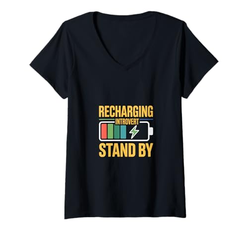 Damen Recharging Introvert Stand By Soziale Erschöpfung ------ T-Shirt mit V-Ausschnitt Damen Recharging Introvert Stand By Soziale Erschöpfung ------ T-Shirt mit V-Ausschnitt von Introvertierte soziale Erschöpfung
