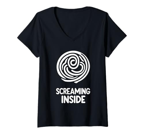 Damen Screaming Inside Introvertierter Ausdruck Humor |-- T-Shirt mit V-Ausschnitt von Introvertierte stille Ausdrücke
