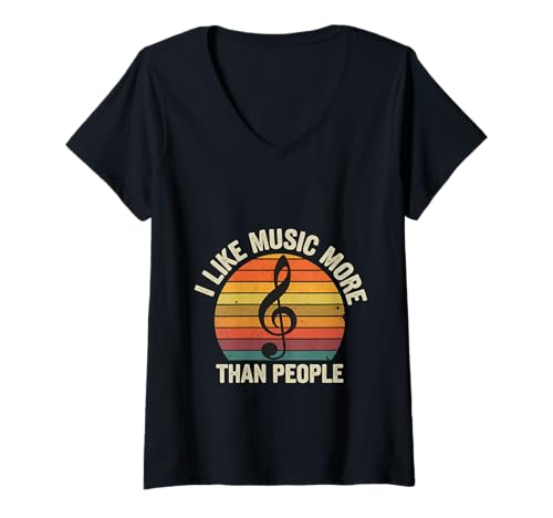 Damen I Like Music More Than People Fan Introvert -------- T-Shirt mit V-Ausschnitt Damen I Like Music More Than People Fan Introvert -------- T-Shirt mit V-Ausschnitt von Introvertierter Musiker