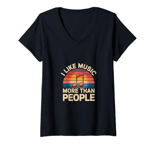 Damen I Like Music More Than People Fan Introvert - T-Shirt mit V-Ausschnitt Damen I Like Music More Than People Fan Introvert - T-Shirt mit V-Ausschnitt von Introvertierter Musiker