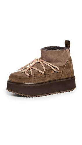 Stiefelette Inuikii Klassisch Sneaker Plateau Aus Taupefarbenem Leder von Inuikii