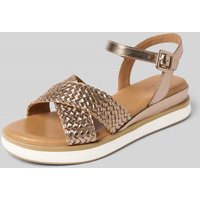 INUOVO Sandalette aus Leder in Flecht-Optik in Metallic Braun, Größe 36 von Inuovo
