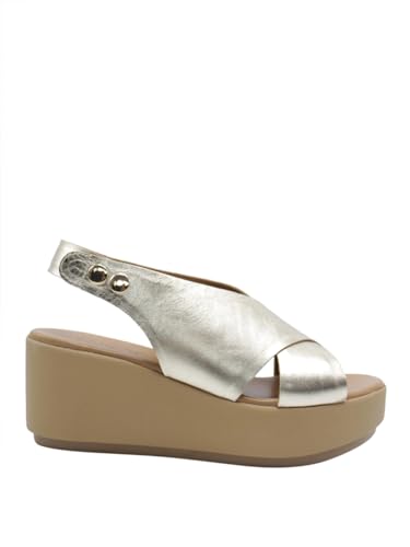 Inuovo Sandalen mit Keilabsatz für Damen - Gold Modell 123031 123031 Leder, gold, 36 EU von Inuovo