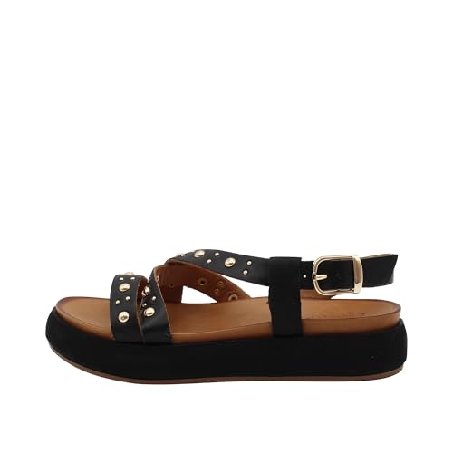 Inuovo - Schwarze Sandale mit Keilabsatz und Nieten, Schwarz , 39 EU von Inuovo