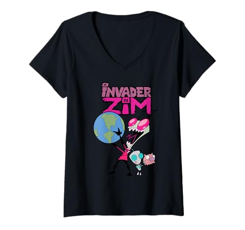 Damen Invader Zim Holding World T-Shirt mit V-Ausschnitt Damen Invader Zim Holding World T-Shirt mit V-Ausschnitt von Invader Zim