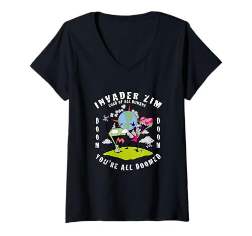 Damen Invader Zim You're All Doomed Earth Takeover Design T-Shirt mit V-Ausschnitt Damen Invader Zim You're All Doomed Earth Takeover Design T-Shirt mit V-Ausschnitt von Invader Zim