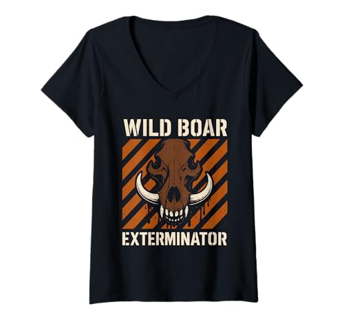 Damen Schweinefleischjagd Wildschweinbekämpfung Wildschwein Patrol Pride T-Shirt mit V-Ausschnitt Damen Schweinefleischjagd Wildschweinbekämpfung Wildschwein Patrol Pride T-Shirt mit V-Ausschnitt von Invasive Hunt Southern Hog Hunter Group Team Gear