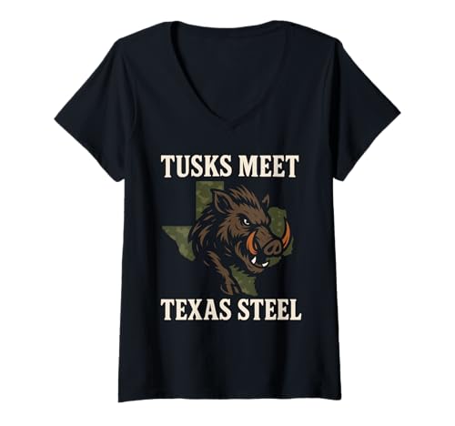 Damen Schweinefleischjagd Wildschweinbekämpfung Wildschwein Patrol Pride T-Shirt mit V-Ausschnitt Damen Schweinefleischjagd Wildschweinbekämpfung Wildschwein Patrol Pride T-Shirt mit V-Ausschnitt von Invasive Hunt Southern Hog Hunter Group Team Gear