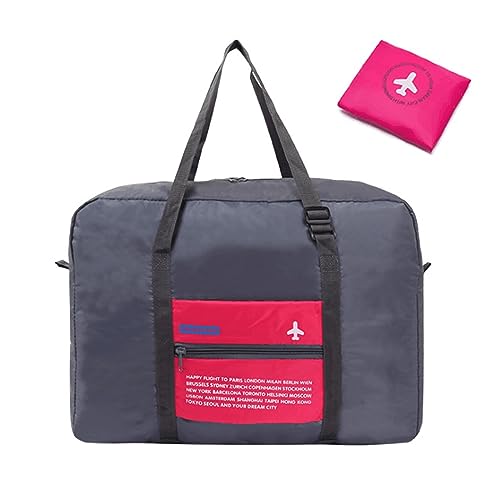 Invaxe Faltbare Reisetasche, Handgepäck Sporttasche Weekender Damen Duffle Tasche Herren Reisetaschen Wasserfest Handtasche für Fitnessstudio, Sport im Freien, Urlaub (A (Rosenrot)) von Invaxe