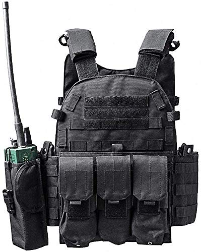 Invenko Taktische Weste für Airsoft, Paintball, Kampf, Swat, Angriff, Armee, Schießen, Jagd, Outdoor, Molle-Polizeiweste, Hschwarz, XL/4XL von Invenko