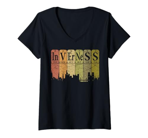 Damen Inverness Periodensystem Elemente Inverness Skyline Retro T-Shirt mit V-Ausschnitt Damen Inverness Periodensystem Elemente Inverness Skyline Retro T-Shirt mit V-Ausschnitt von Inverness Scotland Periodic Chemistry Elements