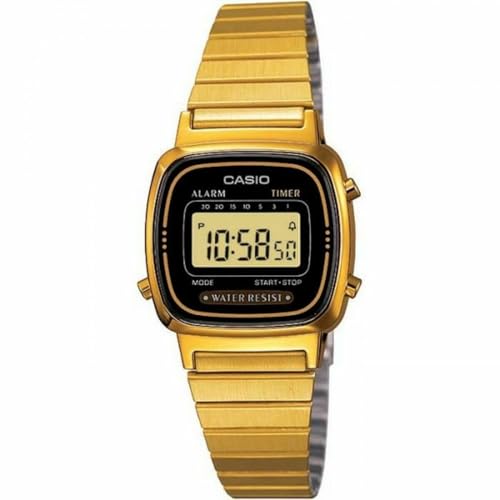 Casio LA-670WG-1 Damen-Armbanduhr, Quarz, digital, vergoldetes Zifferblatt, Armband aus vergoldetem Metall von Casio