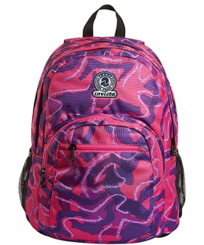 FORMAT INVICTA STREET Rucksack für Schule, Sport und Freizeit, Geräumige Schultasche für Teenager, Mädchen und Jungen, mit Vodertasche, Extra Platz, kariertes Muster, italienisches Design, Dschungel von Invicta