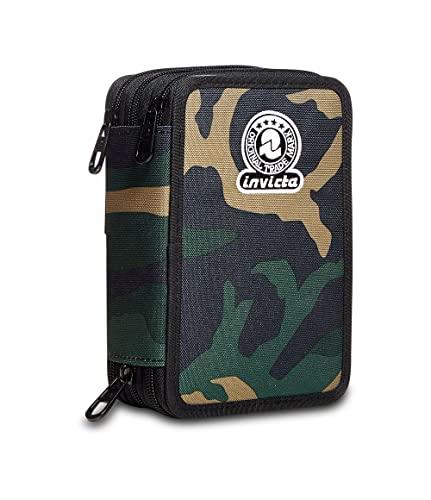 Invicta Federmäppchen, Mäppchen, mehrfarbig, Federtasche für Schreibwaren, Etui mit Stiften, Kugelschreiber, & mehr, 3 Fächer, Mädchen & Jungen, Schule - Grundschule, XXL Camo Shades mehrfarbig von Invicta