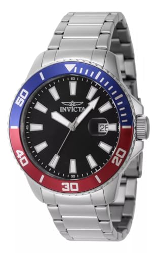 INVICTA Pro Diver 46065 Herren 45 mm Edelstahl silber, Silber, Blau, Rot, Klassisch von Invicta